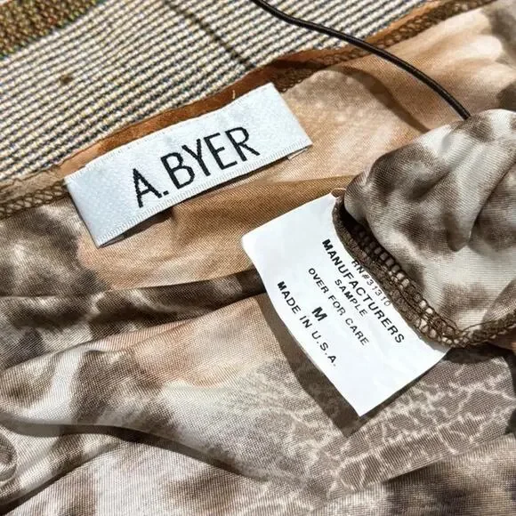 VTG Y2K A Byer Brown, Orange & Gold Animal Floral Printed Cowl Neck Cami Top - Picture 7 of 7